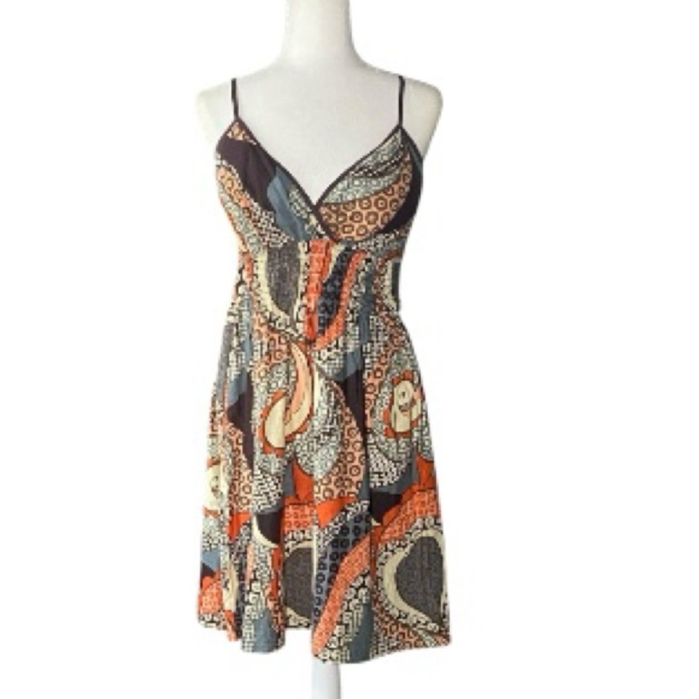 She's Cool Geometric Orange and Brown Mini Dress